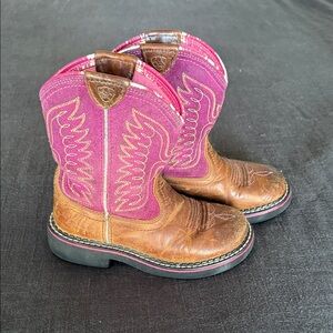 Ariat Fatbaby Kids' Dark Pink and Brown Western Boots